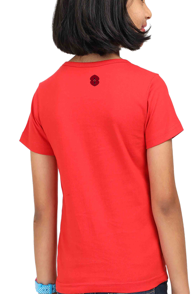 Racing-Themed Girls' Round Neck Half Sleeve Classic Tee | 'I Fly with Wheels on Road' Graphic Design