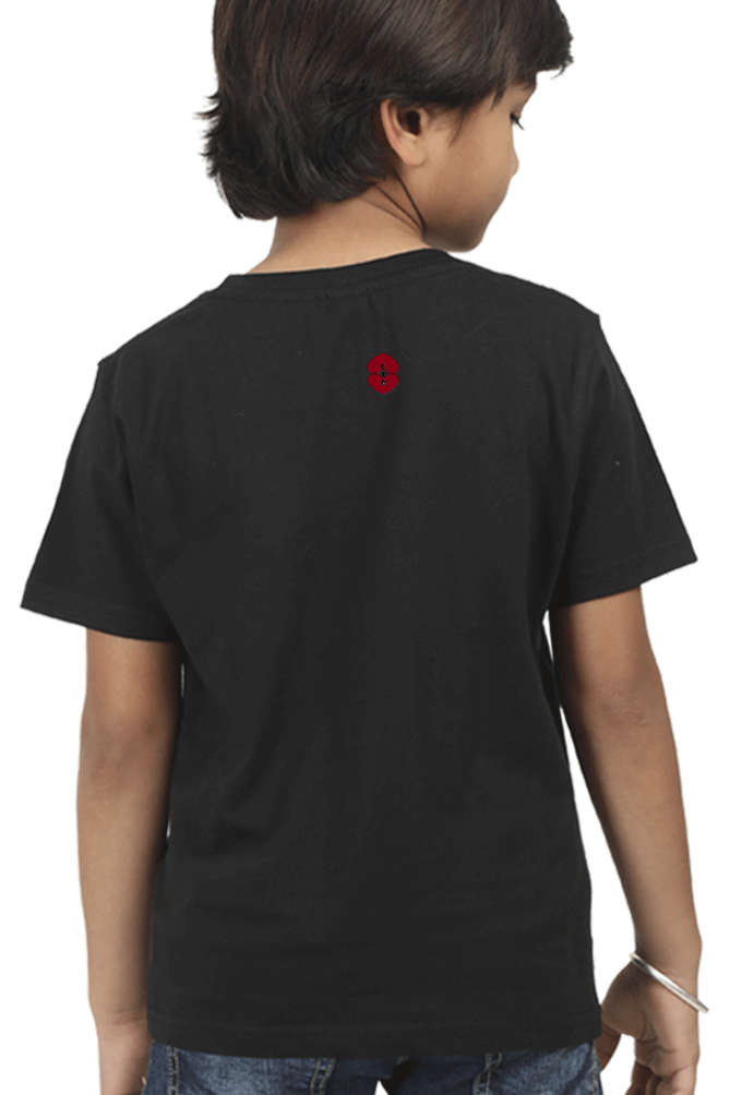 Racing-Themed Boys' Round Neck Half Sleeve Classic Tee | 'I Fly with Wheels on Road' Graphic Design