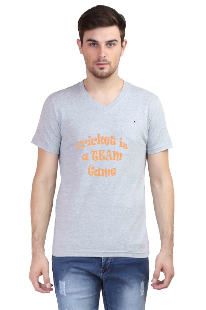 Cricket-Themed V-Neck Half Sleeve Men's T-Shirt
