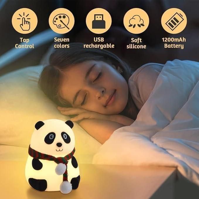 Cute Panda Light Lamp for Kids | 7 Color Touch Sensor Night Light | Silicone Material | Ideal for Nursery and Bedroom