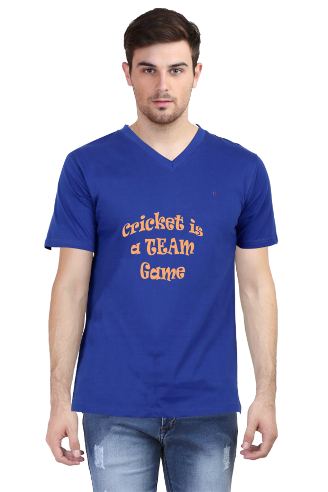 Cricket-Themed V-Neck Half Sleeve Men's T-Shirt