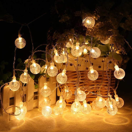 16 LED Crystal Balls String Light | 3.5 Meter Yellow LED Lights for Diwali, Christmas &amp; Home Decoration | Flameless &amp; Smokeless Festival Lights